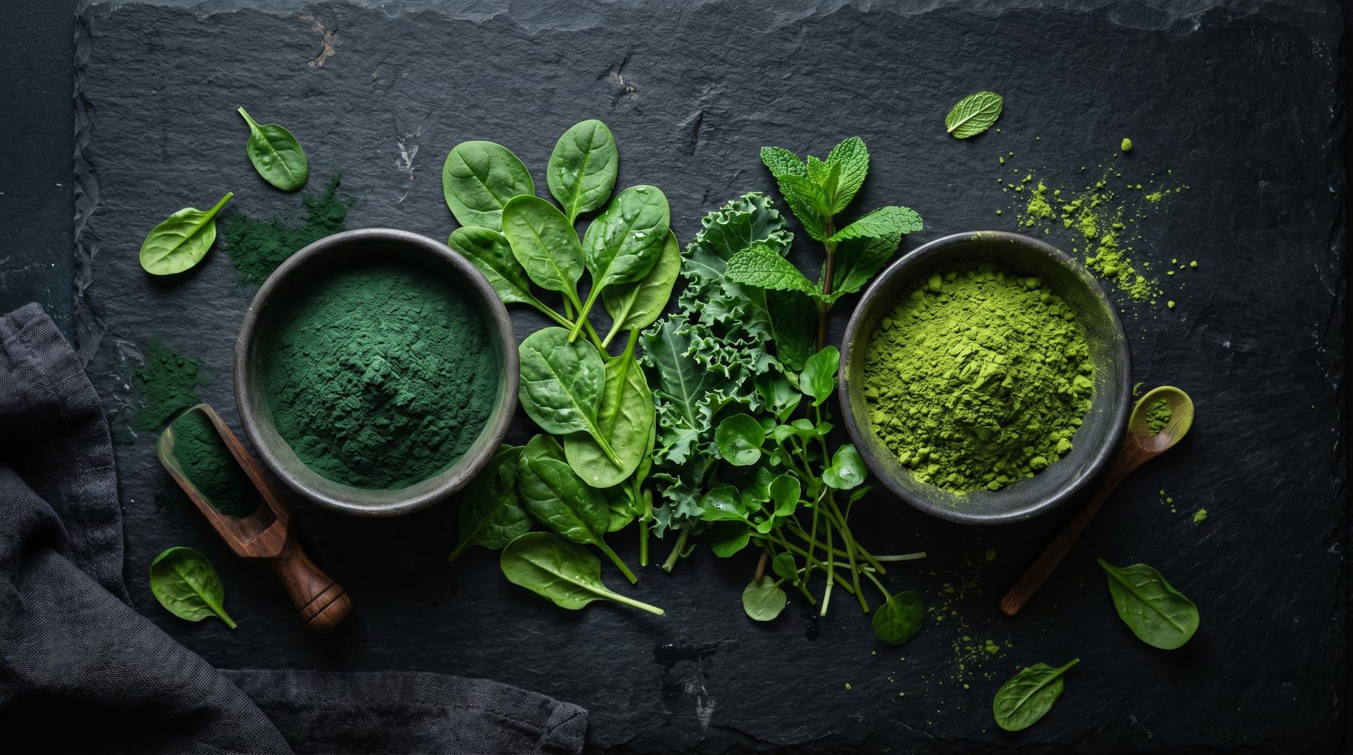 Organic superfood powders and fresh greens